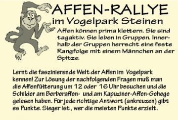 Affen-Rallye Vogelpark Steinen Affen-Rallye Vogelpark Steinen